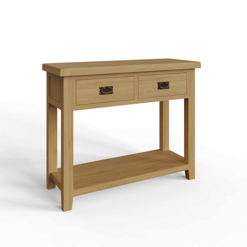 Robus Oak Console Table With Drawers And Under Shelf
