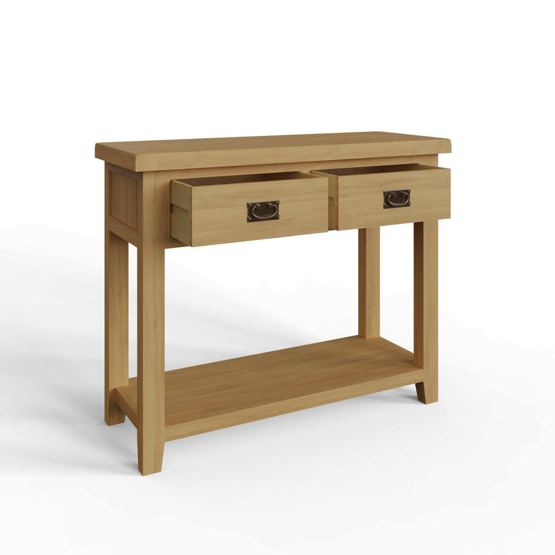Robus Oak Console Table With Drawers And Under Shelf