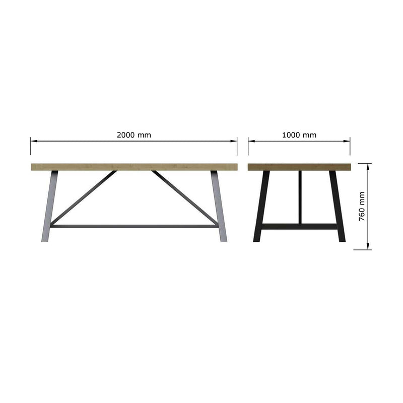 Lowry 2m Fixed Top Dining Table
