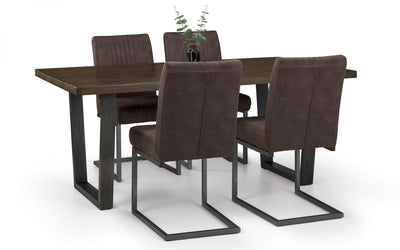 Brooklyn Dining Table Dark Oak & 4 Charcoal Chairs