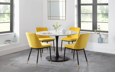 Holland Round Pedestal Table & 4 Delaunay Mustard Chairs