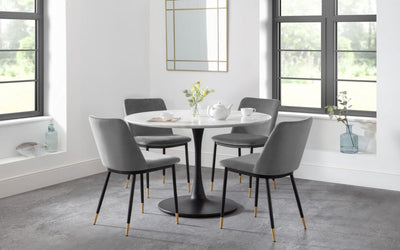 Holland Round Pedestal Table & 4 Delaunay Grey Chairs