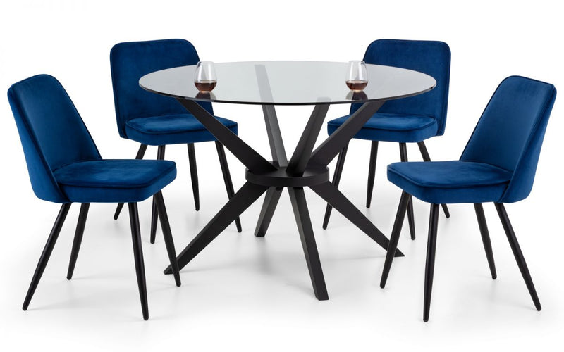Hayden Dining Table & 4 Burgess Blue Chairs