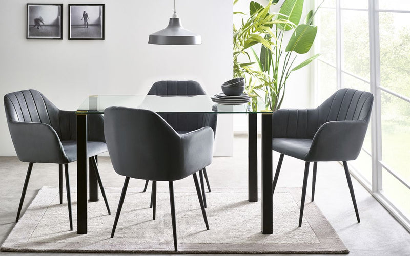 Piero Rectangular Table & 4 Hobart Dining Chairs