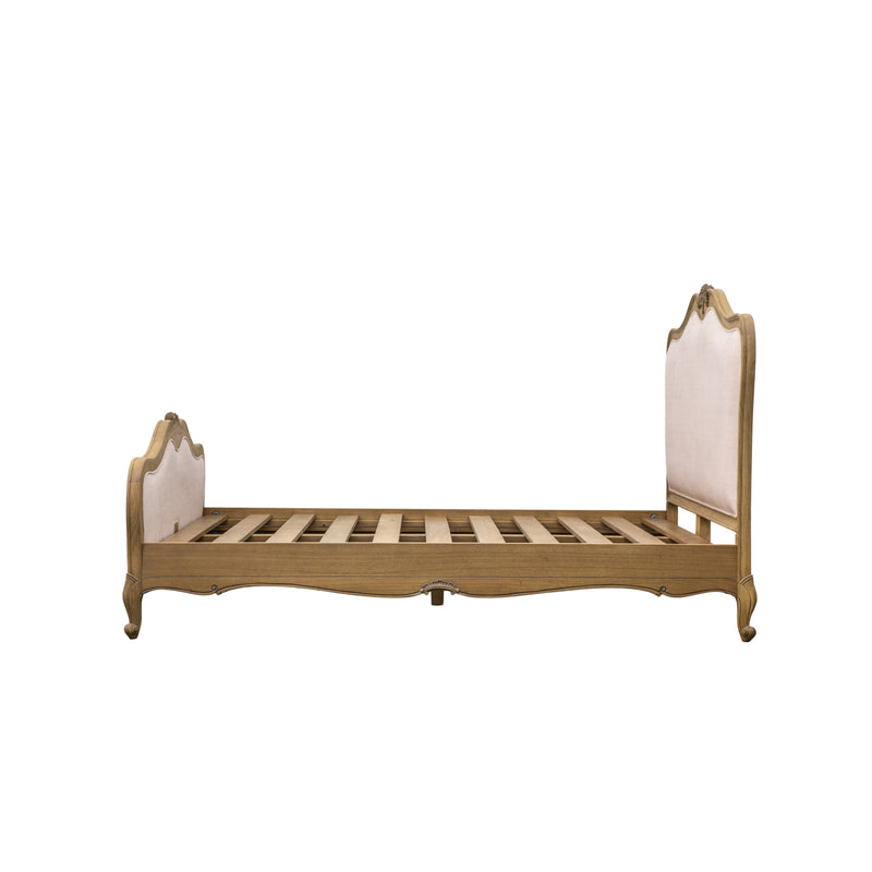 Chic Super King Linen Upholstered Bed Weathered