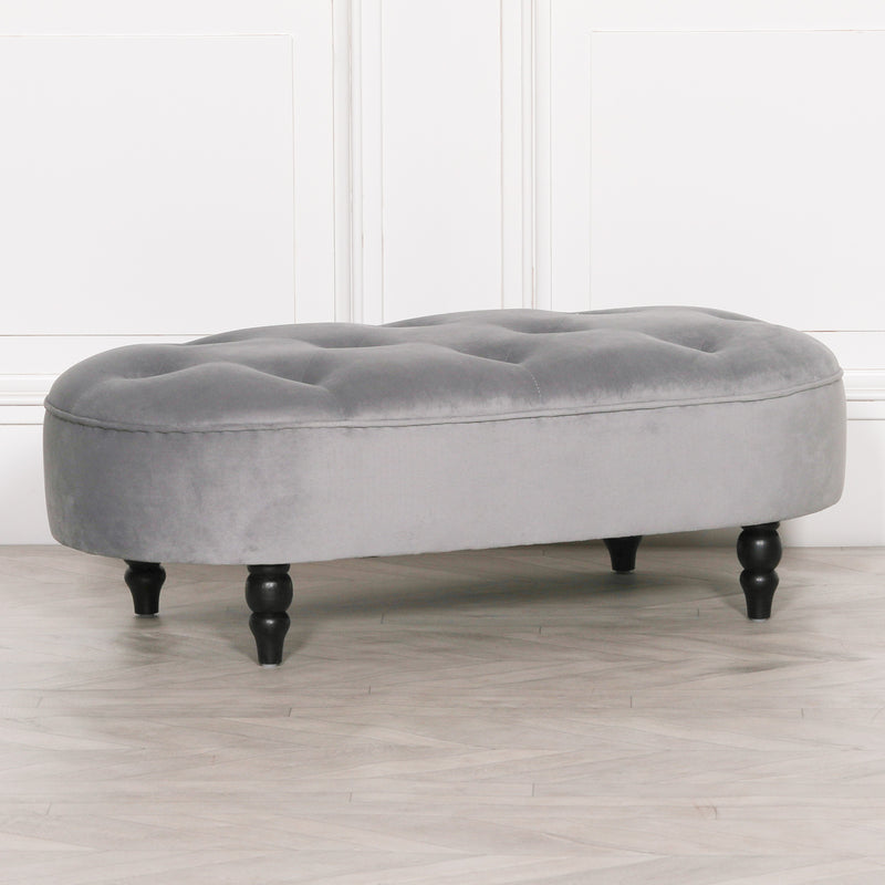 Maison Reproductions Grey Velvet Bench
