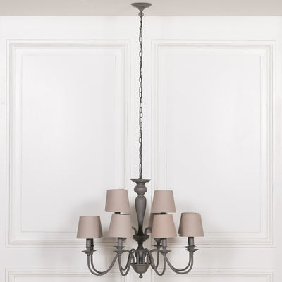 Grey 12 Branch Chandelier With Shades