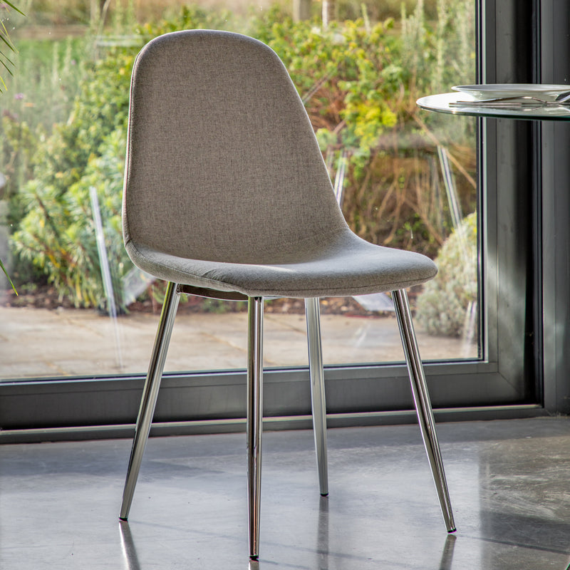 Millican Chrome / Light Grey Dining Chair 2pk