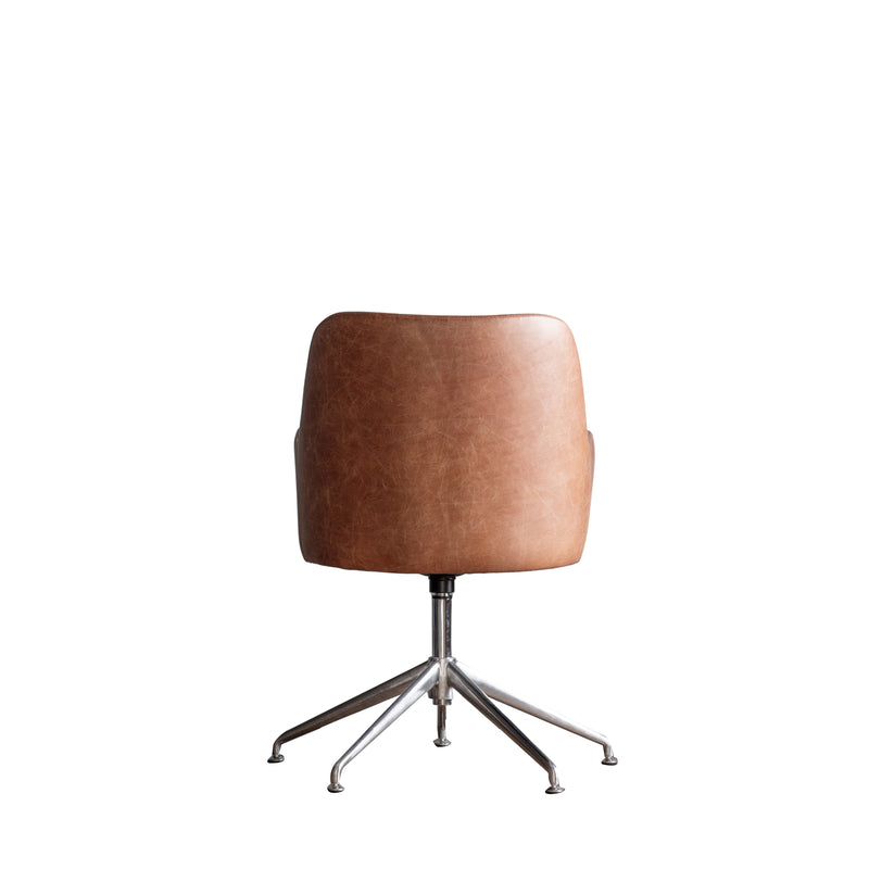 Curie Swivel Chair in Vintage Brown Leather