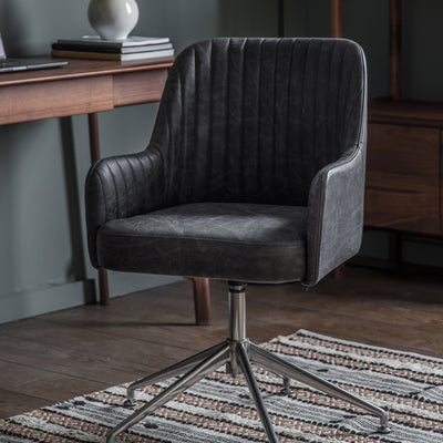 Curie Swivel Chair in Antique Ebony