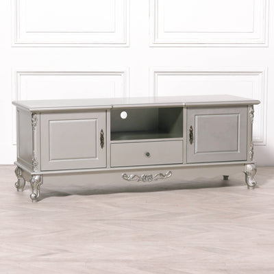 French Antique Silver Large Cabinet Tv Unit