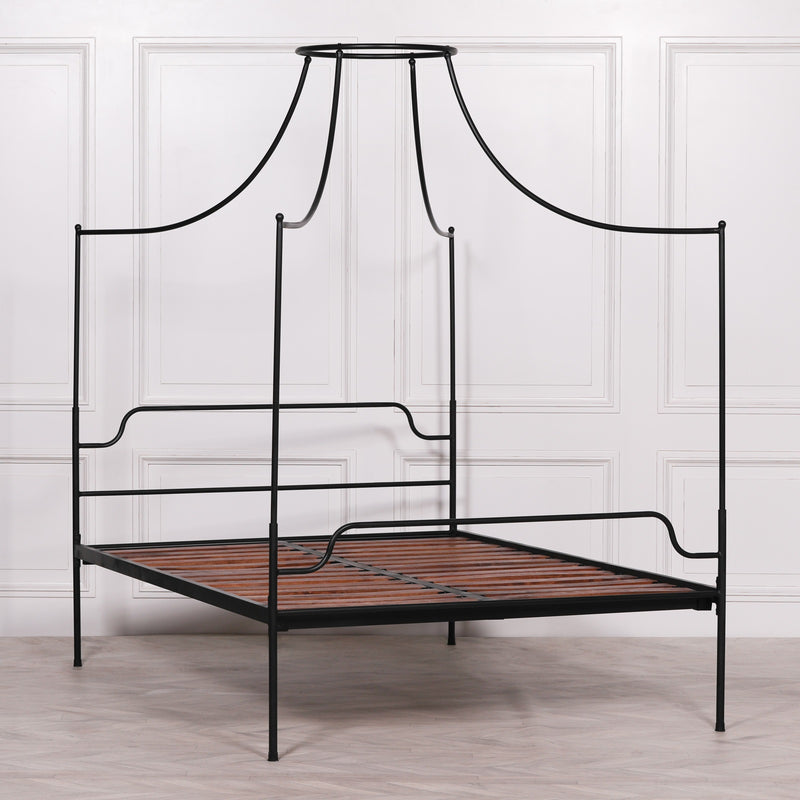 Black Iron 4Ft 6 Double Size Poster Bed