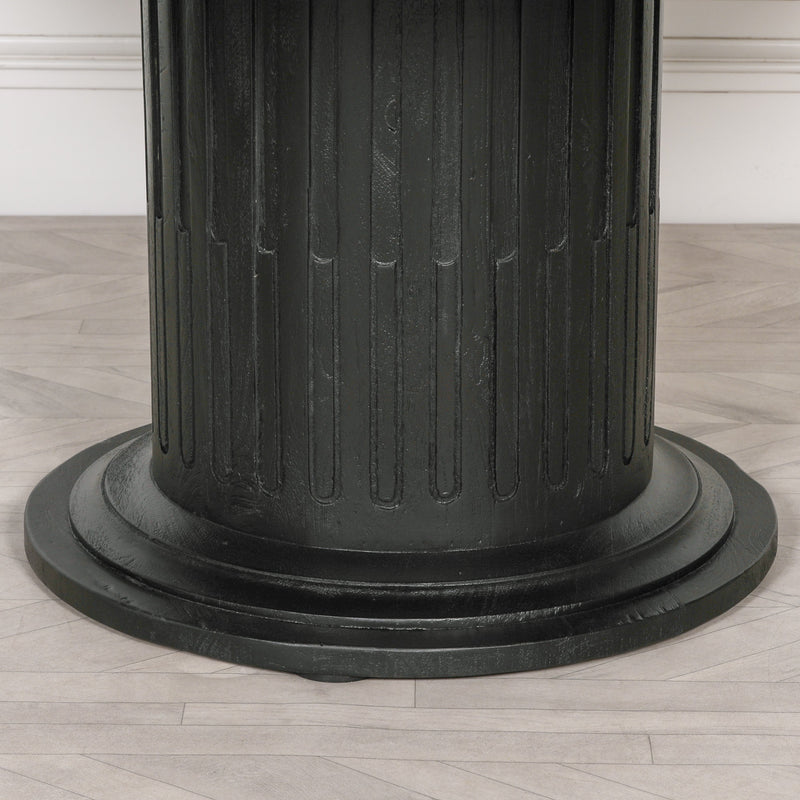 Black Wooden Round Column Dining Table