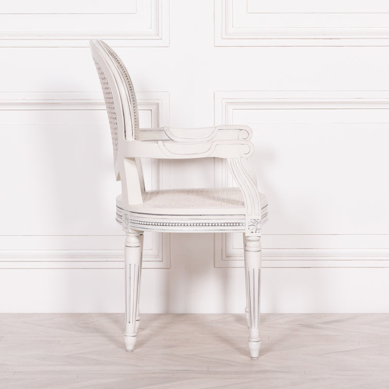 Off White Chateau Rattan Dining / Bedroom Arm Chair
