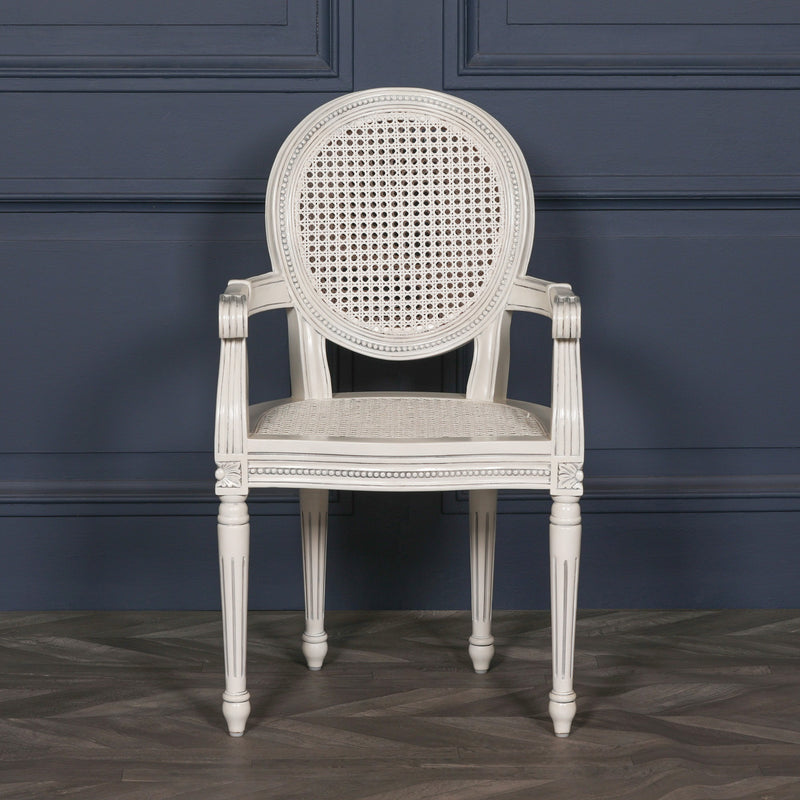 Off White Chateau Rattan Dining / Bedroom Arm Chair