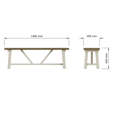 Purbeck truffle 1.4m dining bench
