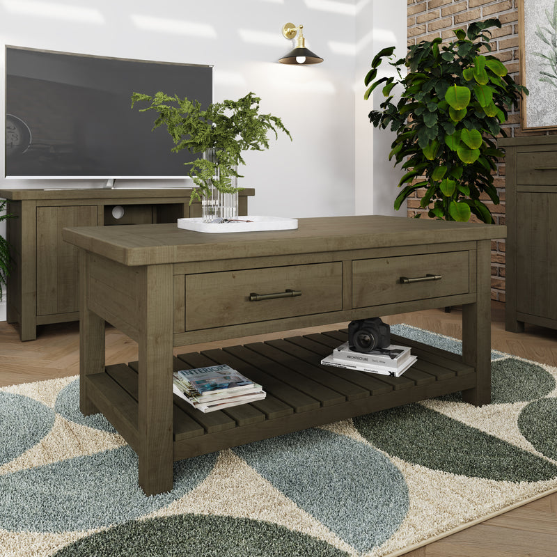 Saltash coffee table with drawers and under shelf