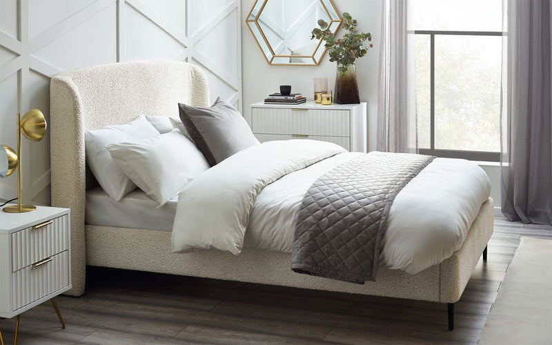 Eden Boucle Double Bed - Ivory