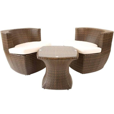Cozy Bay Provence Rattan 2 Seater Round Tea For Two Set in Cappuccino
