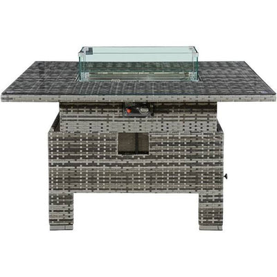 Icarus Rattan Rising Firepit Table in Walnut Grey