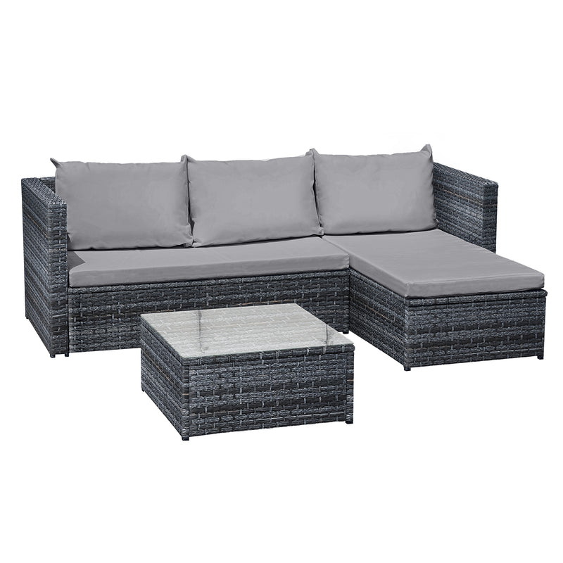 Corfu Rattan 3 Seat Chaise Lounge Set in Ocean Grey - The Pack Design
