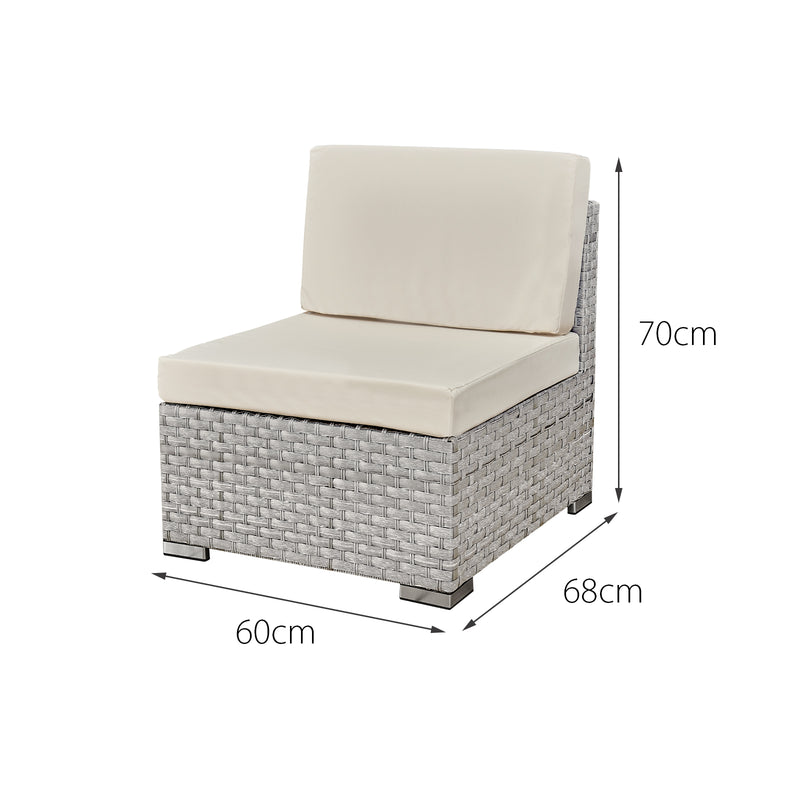 Trinidad Rattan 4 Seat Modular Chaise Lounge Set in Dove Grey - The Pack Design