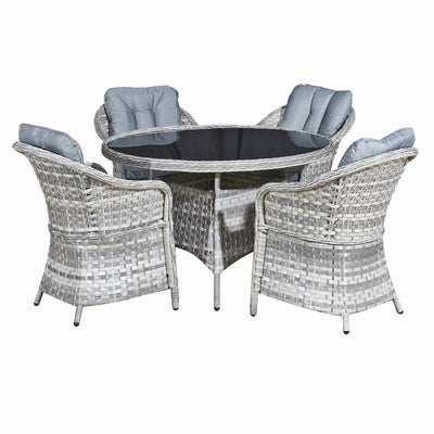 Oseasons Sicilia Rattan 4 Seat Dining Set in Dove Grey with Black Glass - The Pack Design