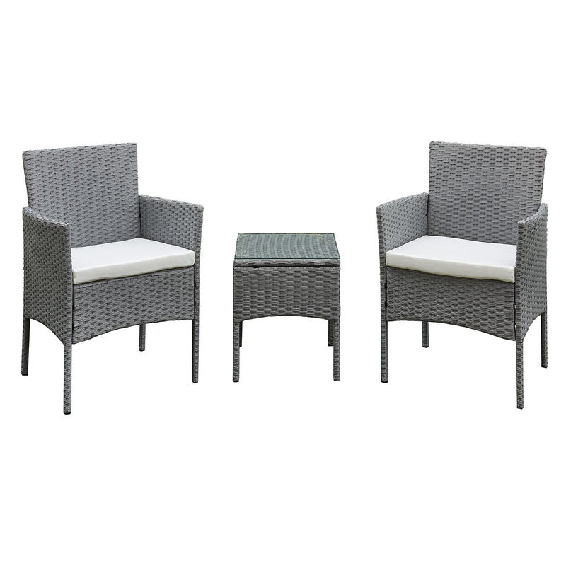 Antigua Rattan 2 Seat Tea for Two Set in Grey - The Pack Design