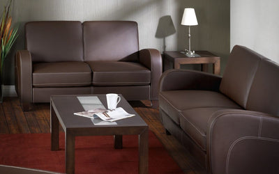 Vivo 2 Seater Sofa in Chestnut Faux Leather - The Pack Design
