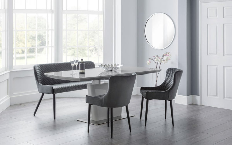 Como Grey & Luxe Grey Dining Set (2 Chairs & Bench)