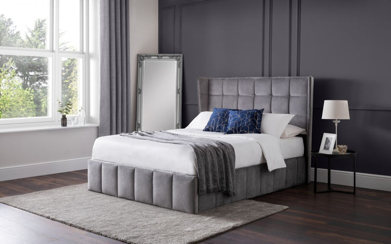 Gatsby Storage Ottoman Double Bed - Light Grey