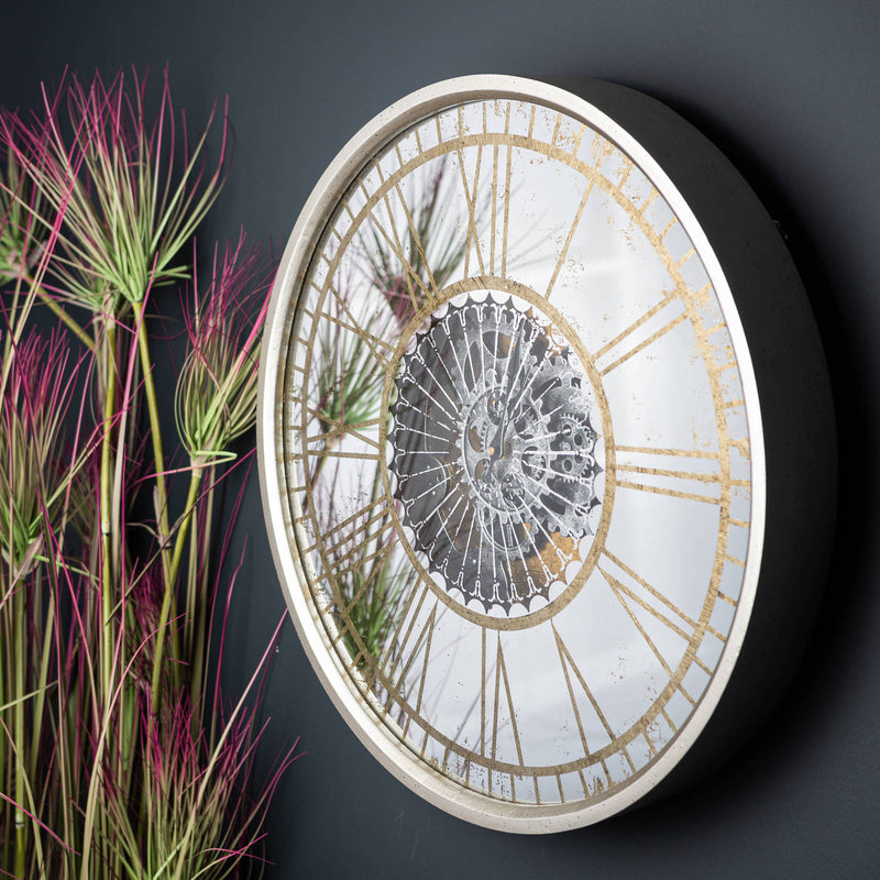 Mirrored Round Clock with Moving Mechanism - The Pack Design