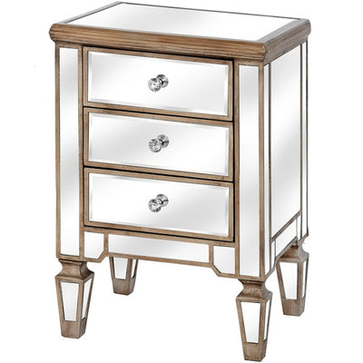 Belfry Three Drawer Mirrored Bedside Table - The Pack Design