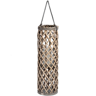 Medium Wicker Lantern with Glass Hurricane - The Pack Design