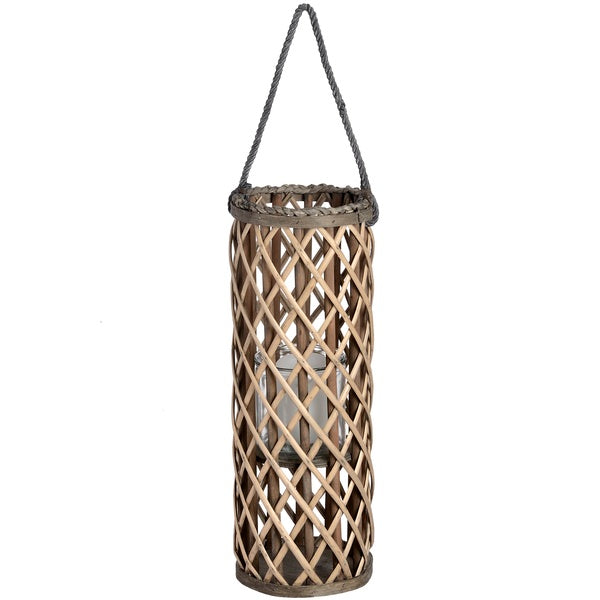 Small Wicker Lantern with Glass Hurricane - The Pack Design