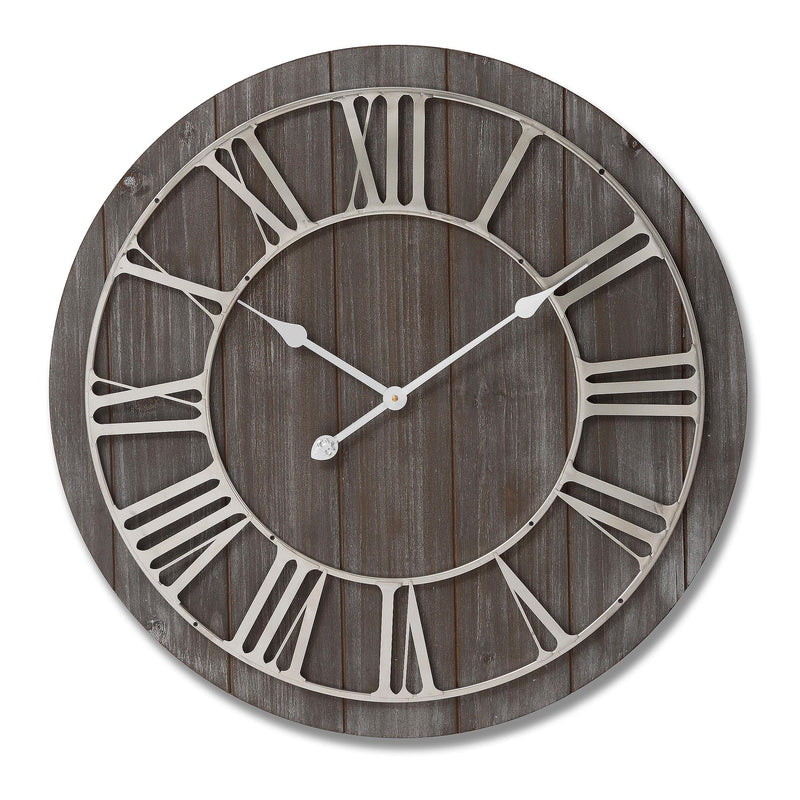 Wooden Clock With Contrasting Nickel Detail - The Pack Design