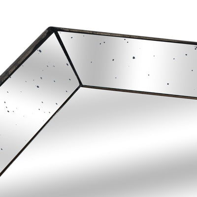 Astor Distressed Mirrored Square Tray With Wooden Detailing - The Pack Design