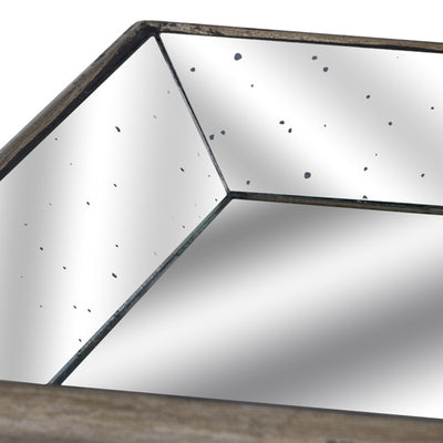 Astor Distressed Mirrored Tray With Wooden Detailing - The Pack Design