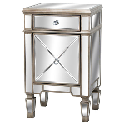 Belfry One Drawer One Door Mirrored Bedside Table - The Pack Design