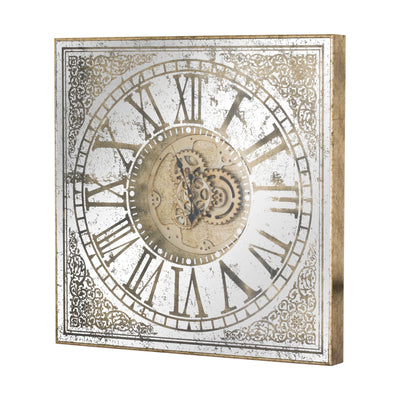 Large Mirrored Square Framed Clock With Moving Mechanism - The Pack Design