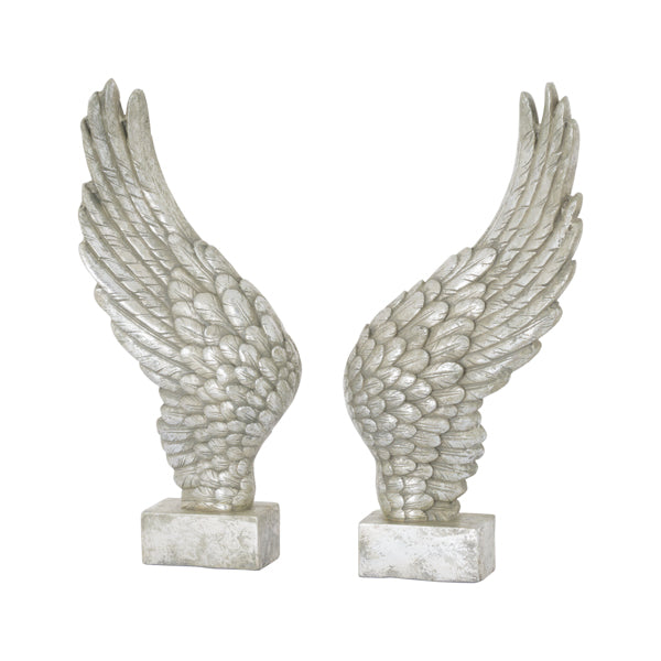Large Freestanding Antique Silver Angel Wings Ornament - The Pack Design