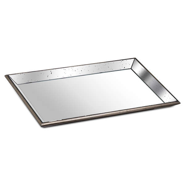 Astor Distressed Large Mirrored Tray With Wooden Detailing - The Pack Design