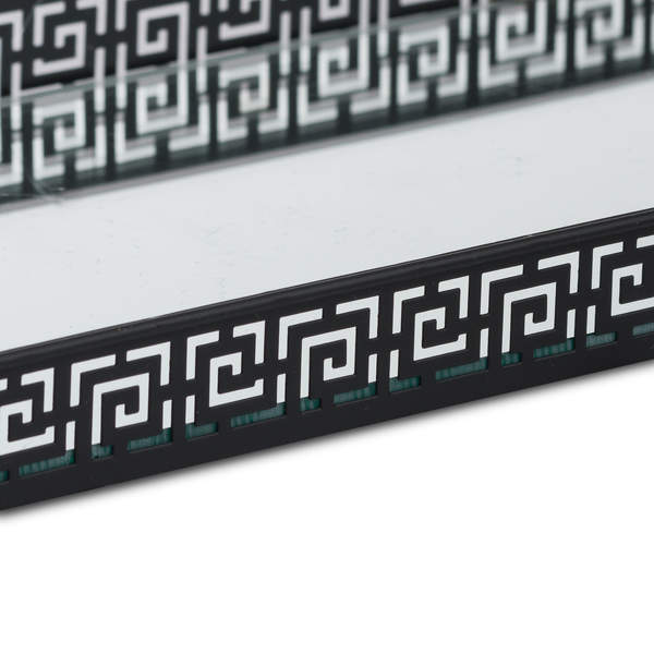 Set Of Two Rectangular Aztec Black Mirrored Trays - The Pack Design