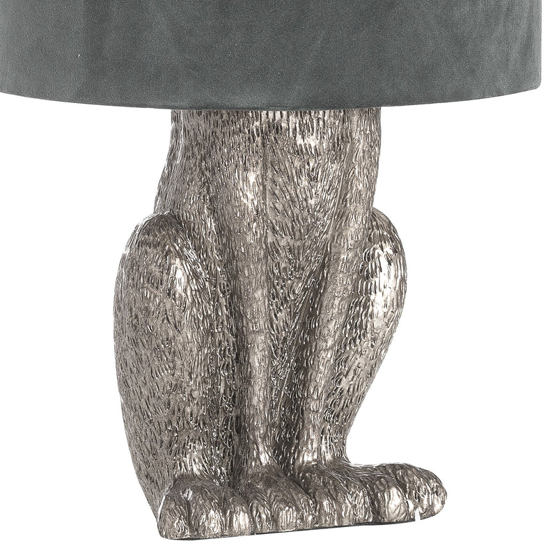 Silver Hare Table Lamp With Grey Velvet Shade - The Pack Design
