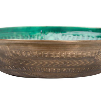 Aztec Collection Brass Embossed Ceramic Large Bowl - The Pack Design