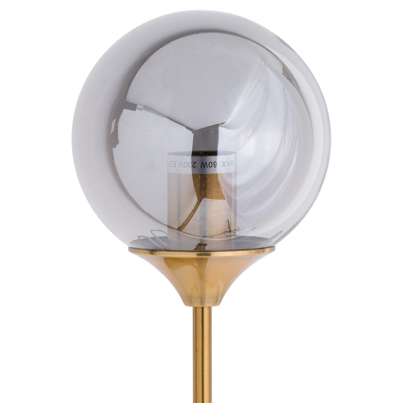 Brass Smoked Glass Globe Wall Pendant
