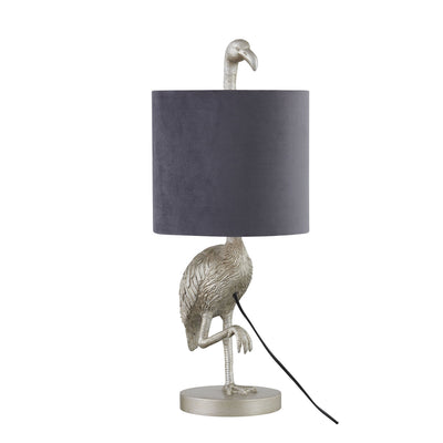 Florence The Flamingo Silver Table Lamp With Grey Shade - The Pack Design