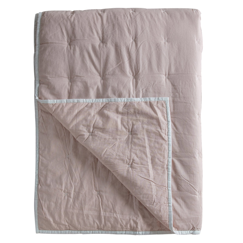 Cotton Stitch Bedspread - Blush/White