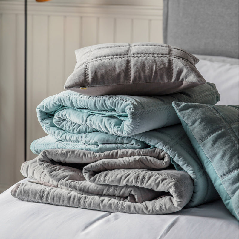 Quilted Cotton Bedspread - Grey