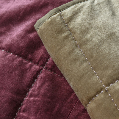 Quilted Velvet Bedspread - Ochre